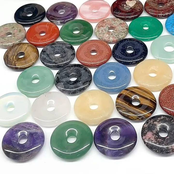 Shamans Crystal - Wholesale Individual Charm/Pendant - Gemstone Donuts Pendant, Crystal Doughnut Pendant