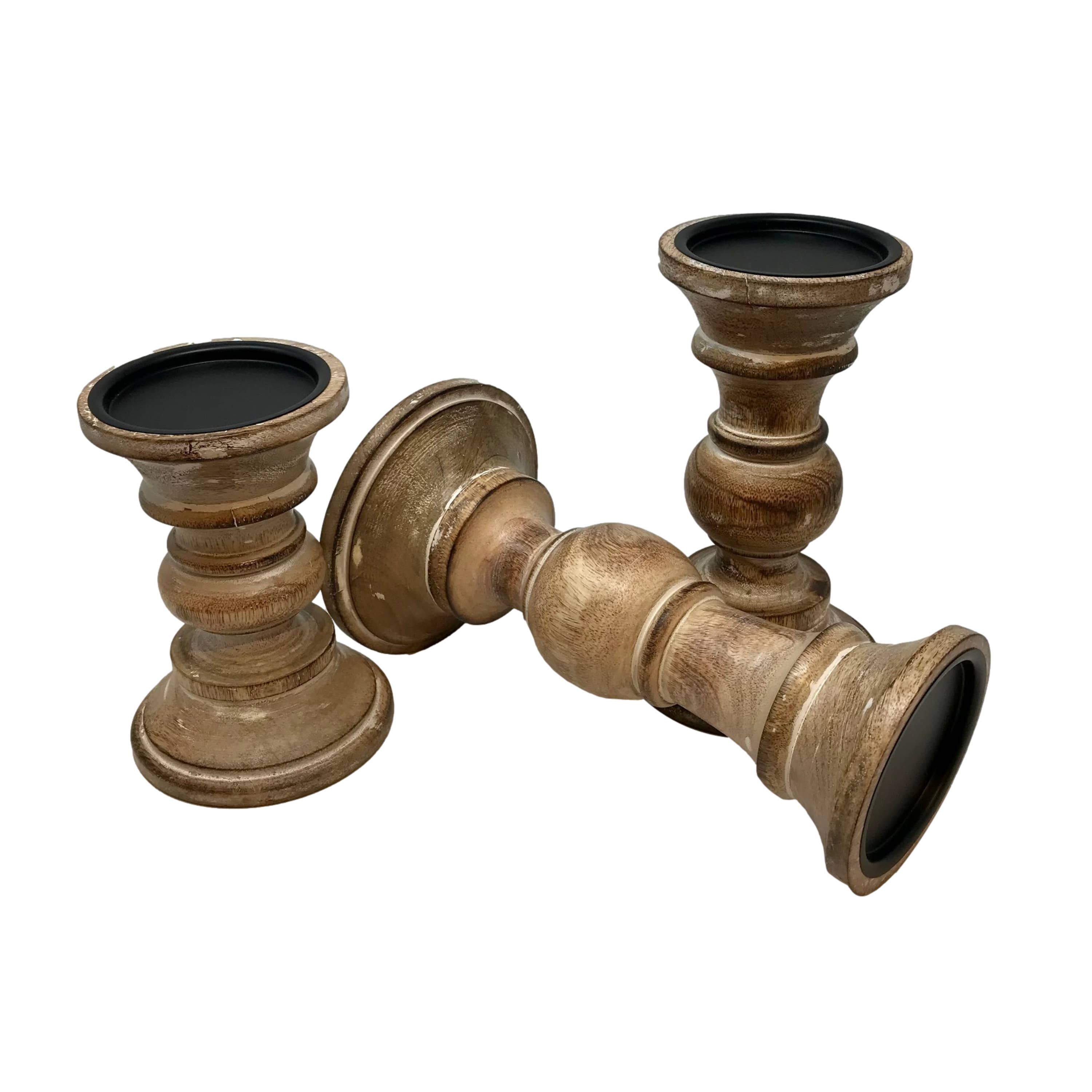 Wilco Home - Wholesale Candle Holder - Set/3 Solid Mango Wd Pillar Candleholders $19.95 Set3