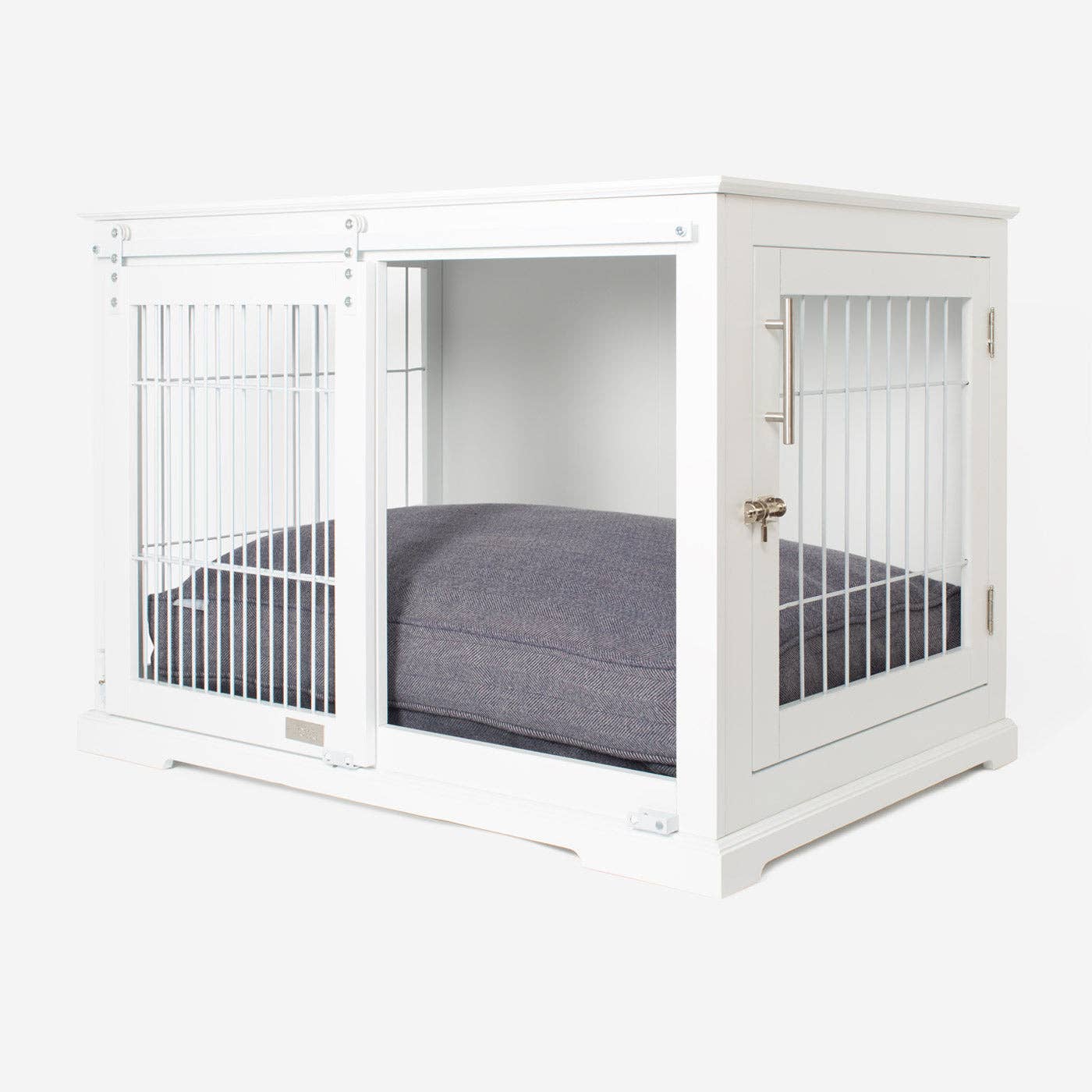 Wooden Sliding Door Dog Crate in White for wholesale on Faire1
