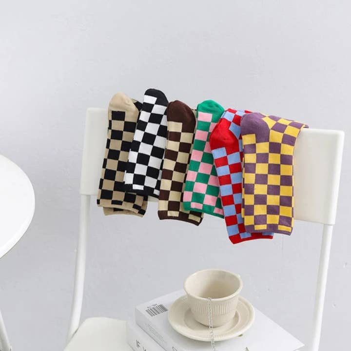 Weavey Studio - Wholesale Socks - Women's - Checkered Socks (High Ankle)