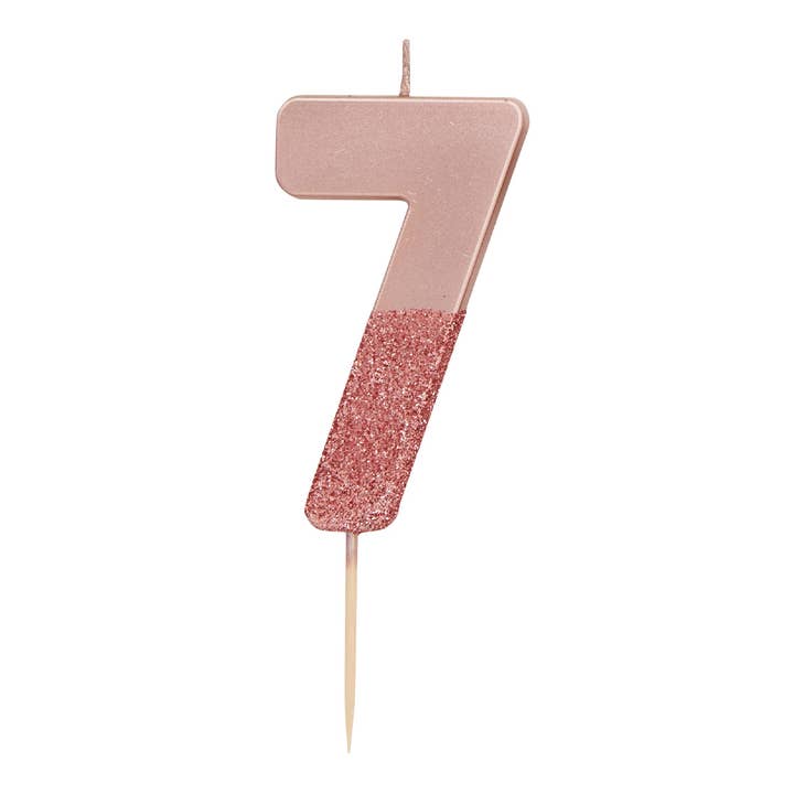 Talking Tables USA - Wholesale Cake Candle - Rose Gold Glitter Birthday Number Candles | 0-9 | Single |7