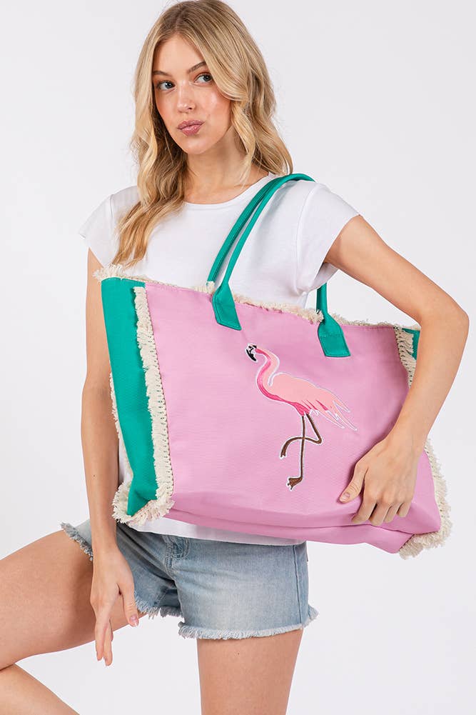 Hana - Wholesale Tote Bag - Women's - Embroidered Design Patch Fringe Summer Tote Bag10