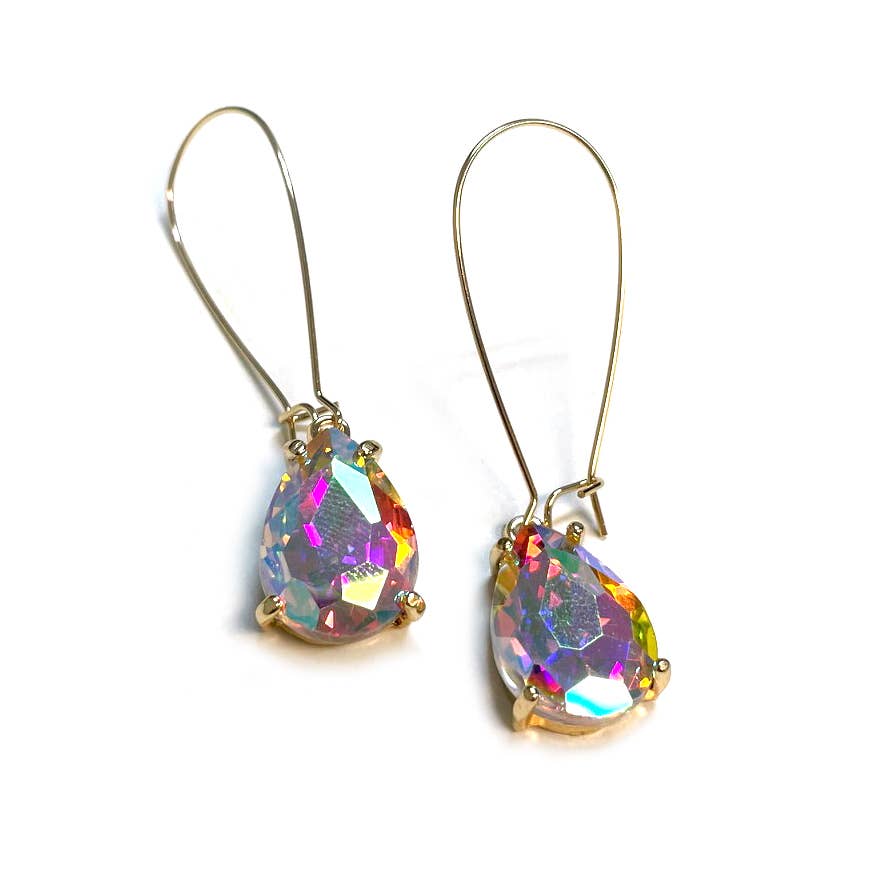 StarryNYC - Wholesale Dangle Earrings - Teardrop Glass Bead 14mm x 18mm w/ Kidney Wire Earrings