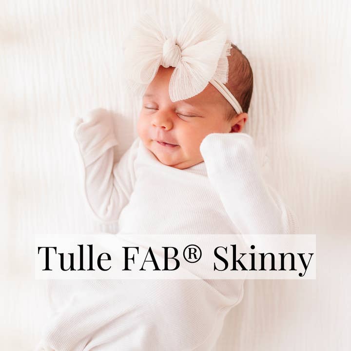 Baby Bling® Tulle FAB® Skinny nylon headband with tulle bow for wholesale by Baby Bling Bows