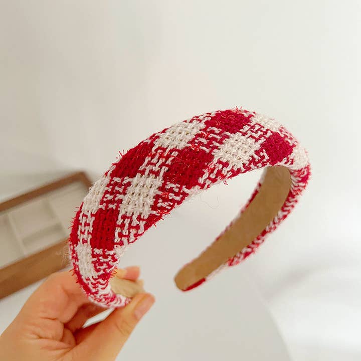 MKS America - Wholesale Fashion Headband - Women's - Christmas red wide coverage Textured tweed headband12