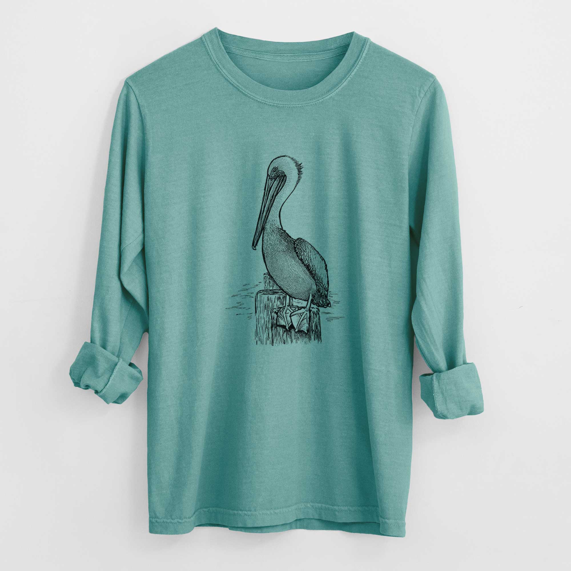 Because Tees - Wholesale Screen Printed T-Shirt - Unisex - Pelecanus occidentalis - Brown Pelican - Heavyweight 100% Cotton Long Sleeve10