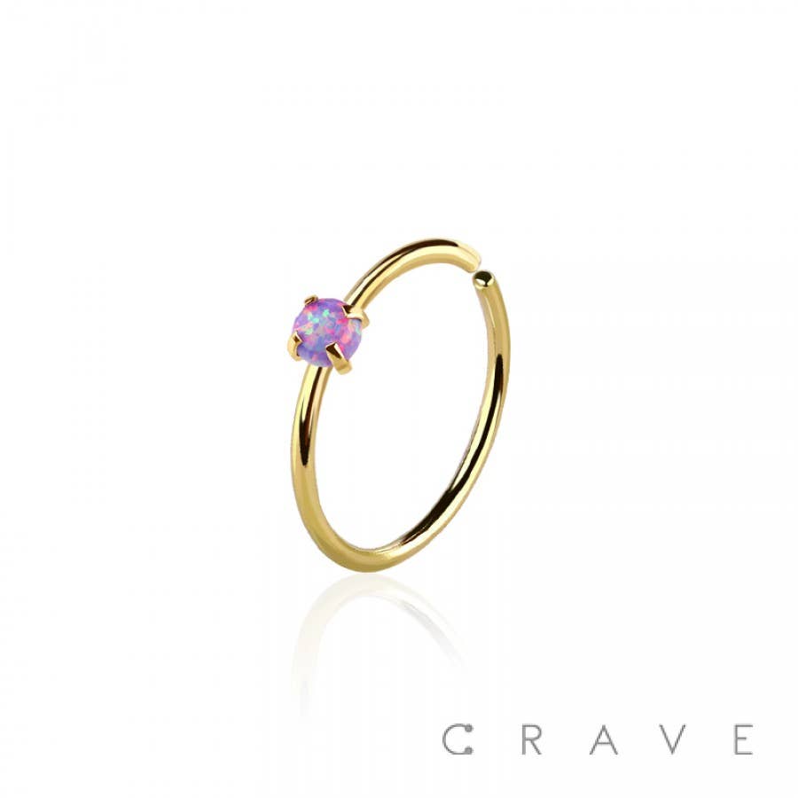 CRAVE - Wholesale Single Earring - NOSH-016GD[NOSH-016GD SYNTHETIC OPAL STONE PRONG SET 316L SU3