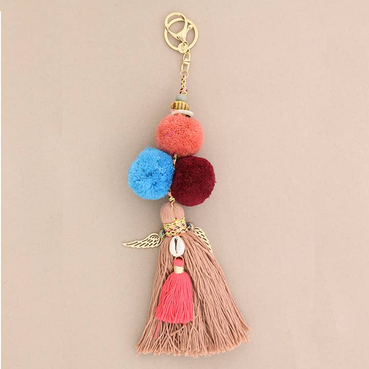 Sonata - Wholesale Keychain - Women's - Ethnic Keychain with Tassel Pompons2