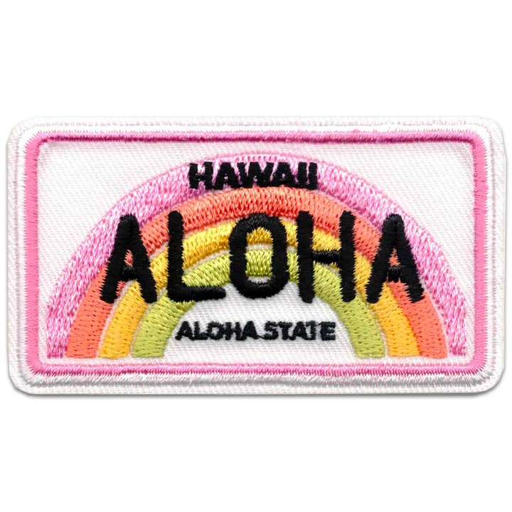 Kosmic Soul - Vendita all'ingrosso Toppe - Toppa con piastra Aloha Hawaii | Toppa termoadesiva ricamata Aloha