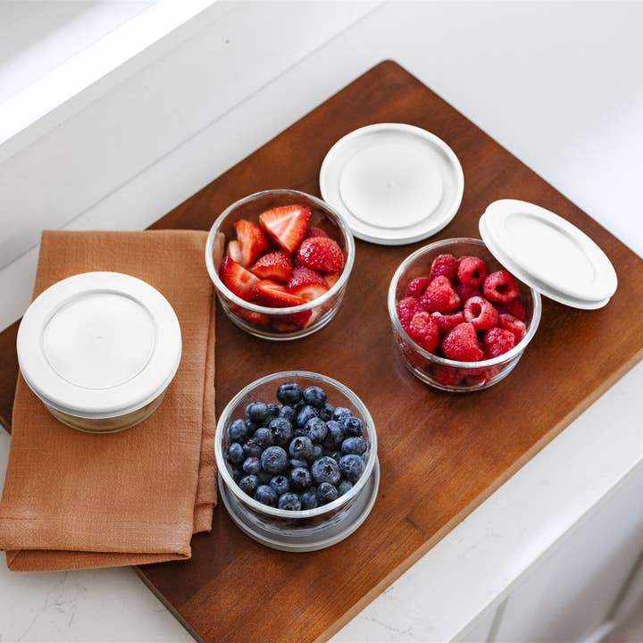 Dura Living LLC - Wholesale Food Storage Container - 16 Piece (7oz) Round Glass Food Storage Container Set (8 Containers + 8 Lids) with Bonus Lids2