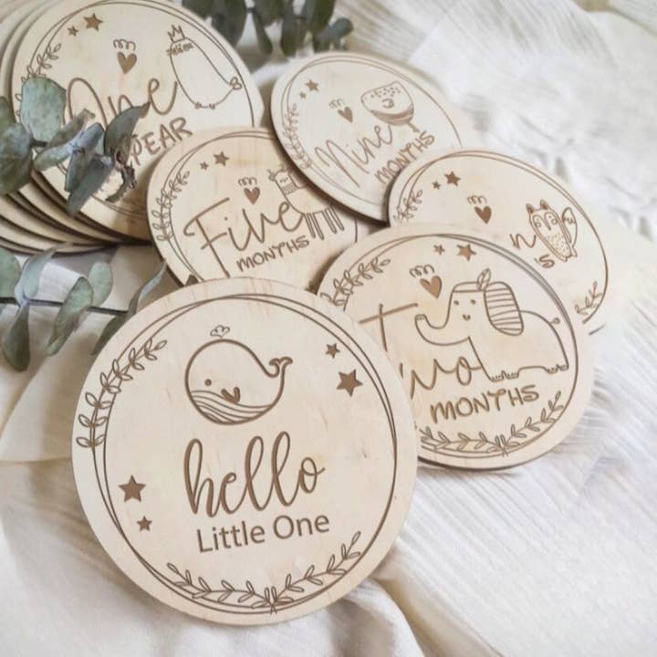 First Year Milestone Tiles - Animal Theme for wholesale by Chelsea Brandt Creations