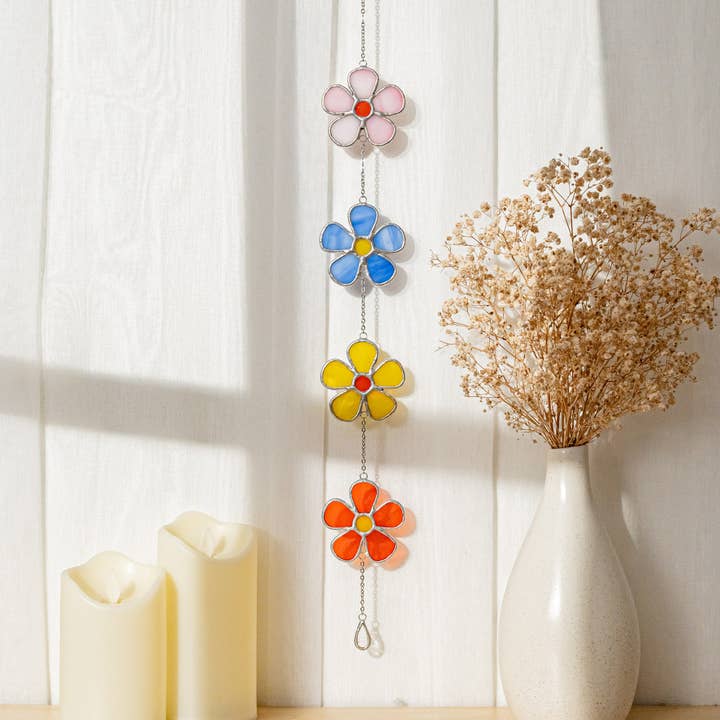 MondoBellissimo - Vendita all'ingrosso Bandierine/Ghirlande - Ghirlanda di Fiori in Vetro Colorato per Decorazione di Finestre F954