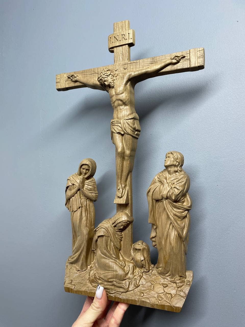 KozakWorkshop – wholesale Wall cross – Wall Wooden Carved  Golgotha on stand15