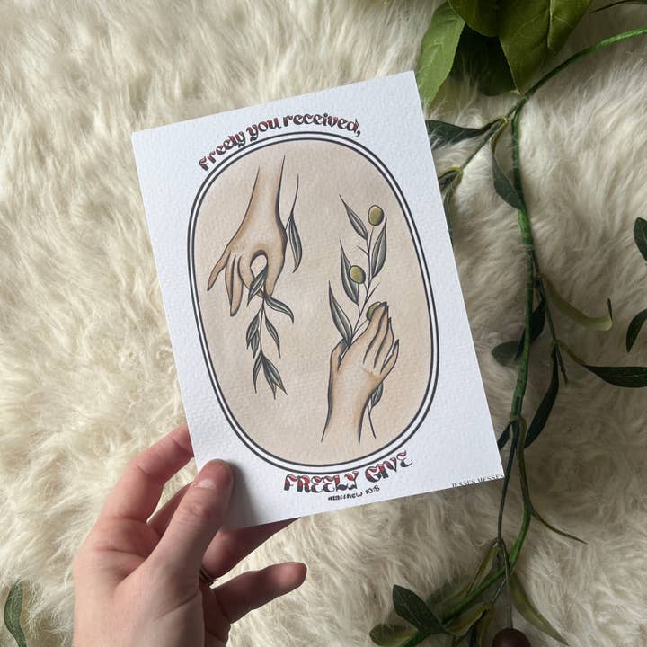 Jessi's Messes - Wholesale Art Print - Matthew 10:8 give freely christian art print8