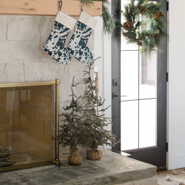 The Front Porch Label - Wholesale Holiday Stocking - Black Cowhide Christmas Stocking3