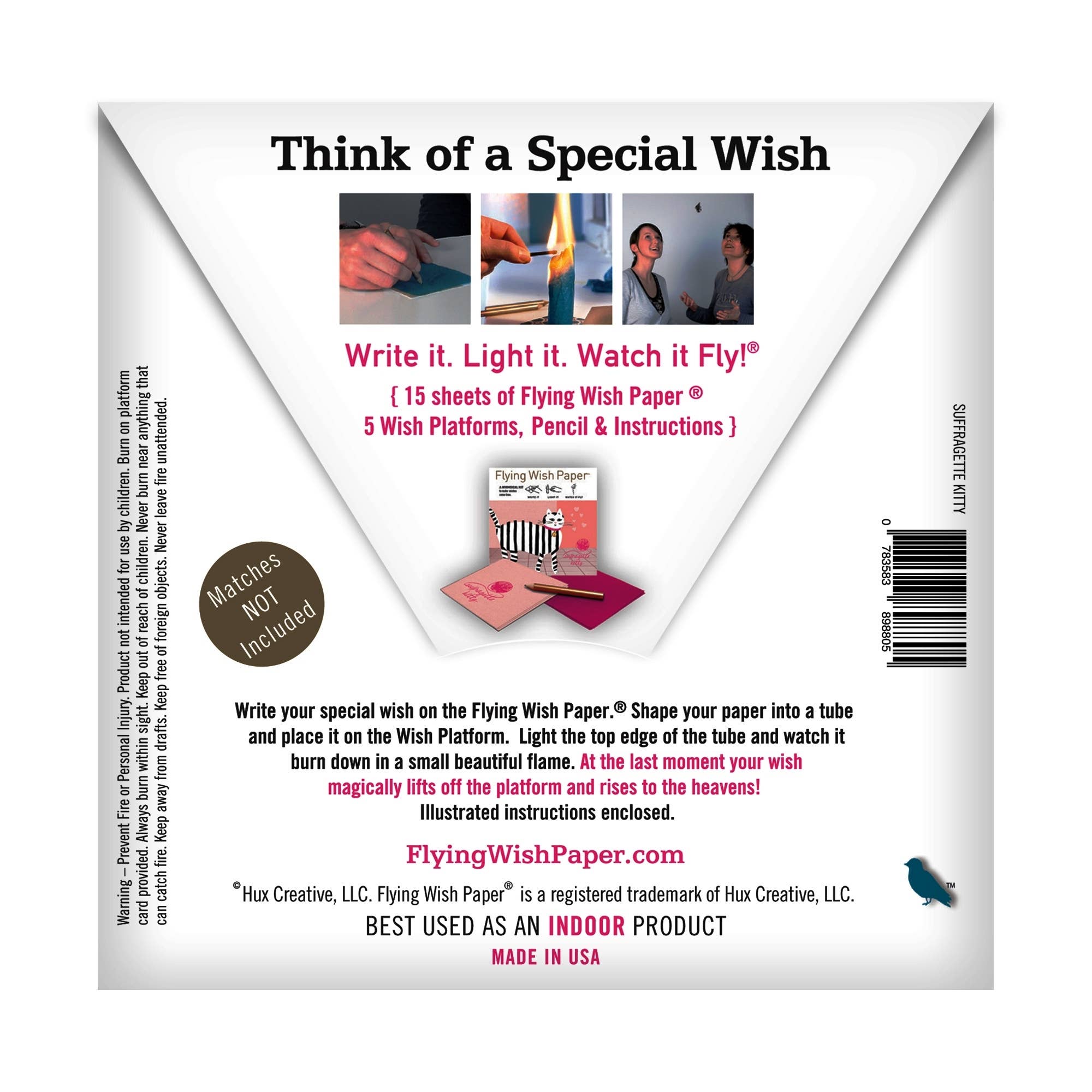 FLYING WISH PAPER ® - Wholesale Everyday Greeting Card - SUFFRAGETTE KITTY / 15 WISH PAPER™ / Empowerment Ritual Gift1