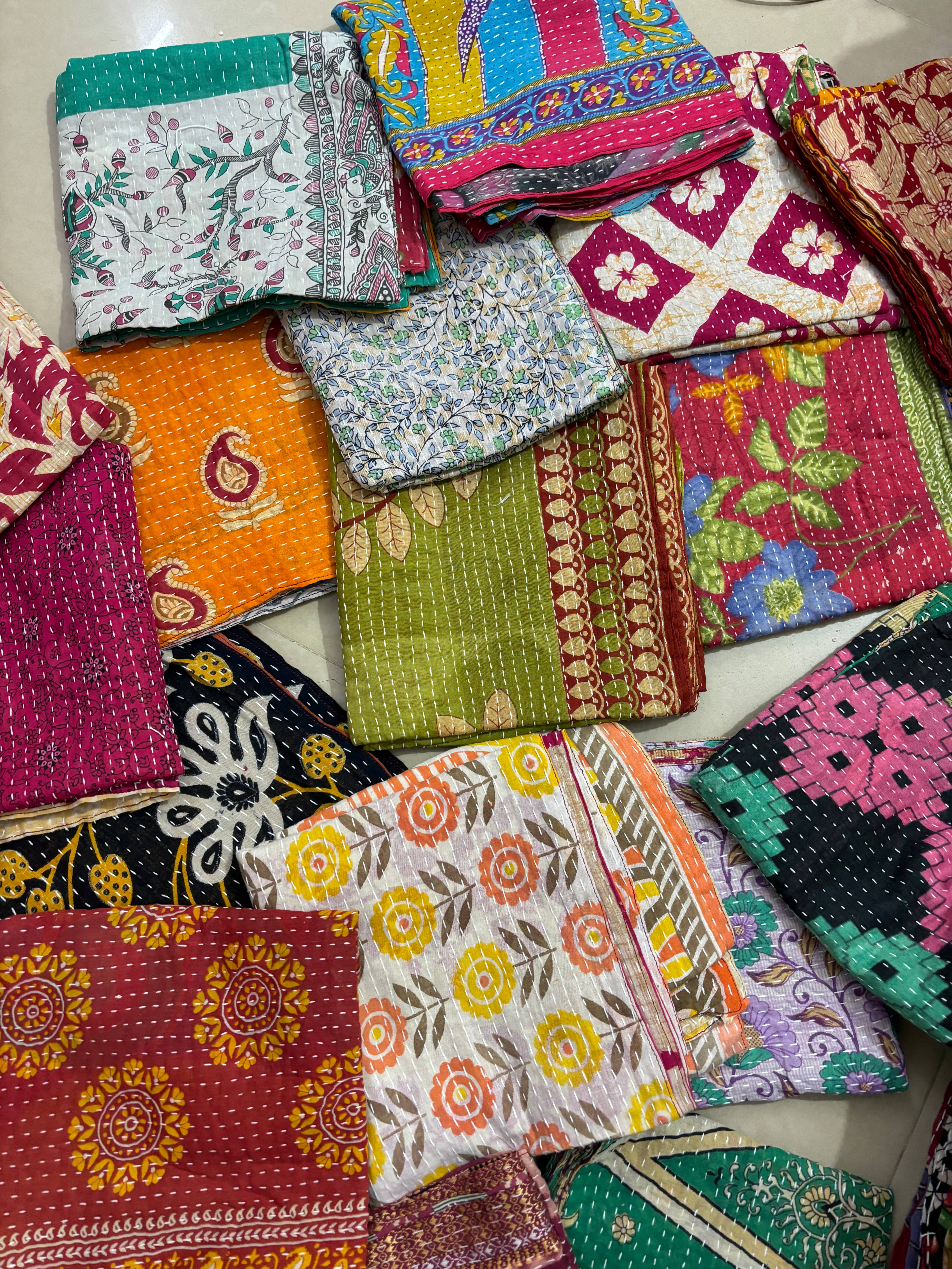 Meghcraft - Wholesale Scarf - Women's - Reversible Handmade Cotton Kantha Scarves-Kantha scarf6