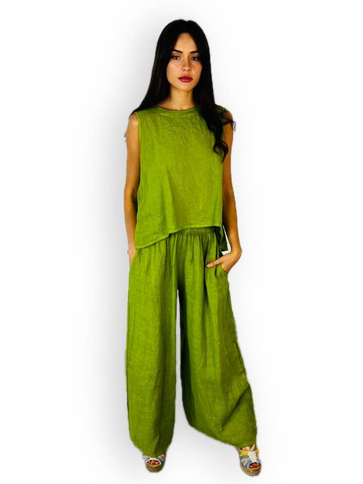 Linos y Textiles - Vendita all'ingrosso Camicetta - Donna - REF 15763 T-SHIRT CON MANICHE A SISA CON NASTRO IN 100% LINO11