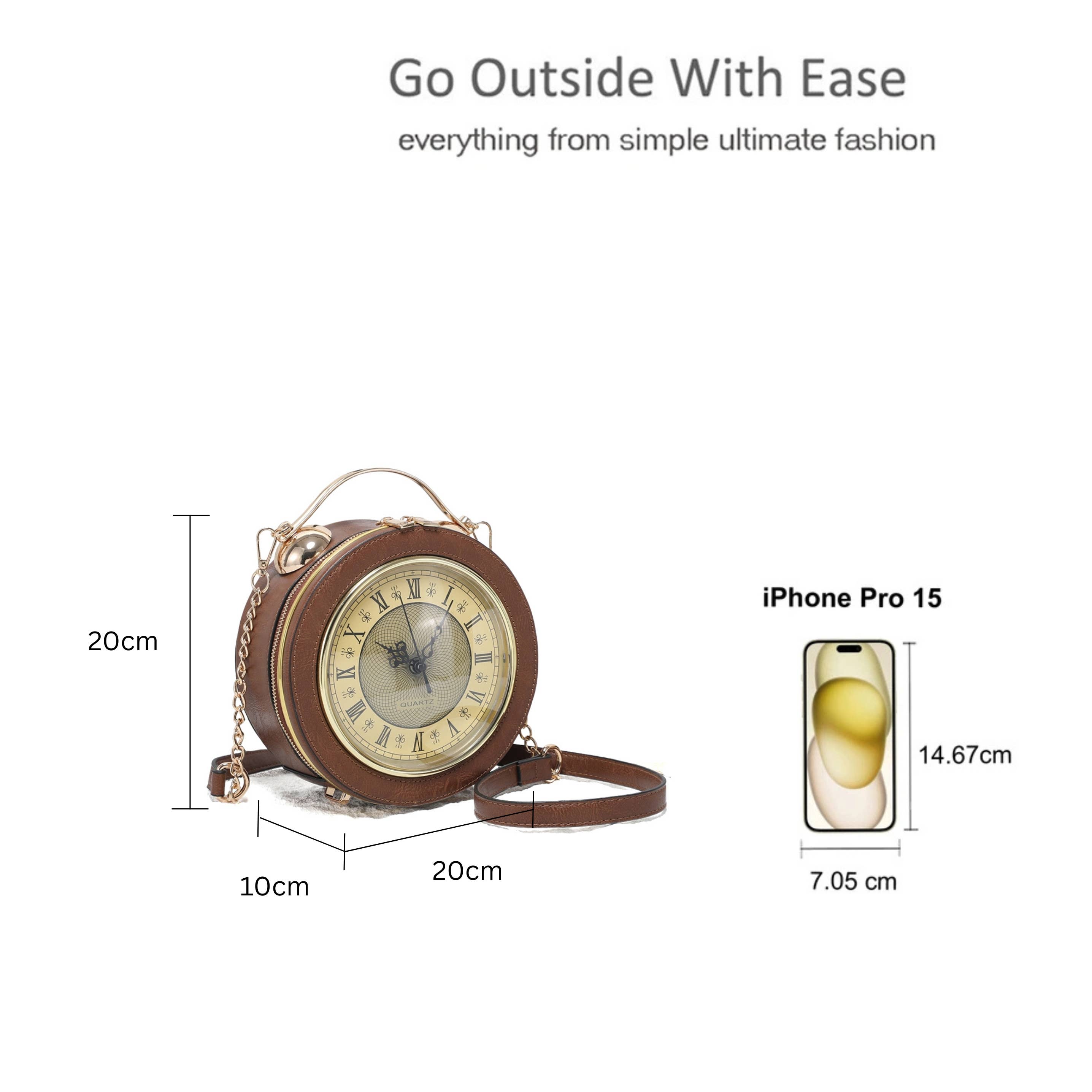 Ellas Trading - Wholesale Crossbody Bag - Women's - Vintage Clock-Inspired Crossbody Bag with Chain Strap1