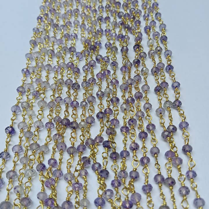 Ametyst ædelstensperlekæde 3mm-3,5mm for engroshandel hos Rishi Jewelry