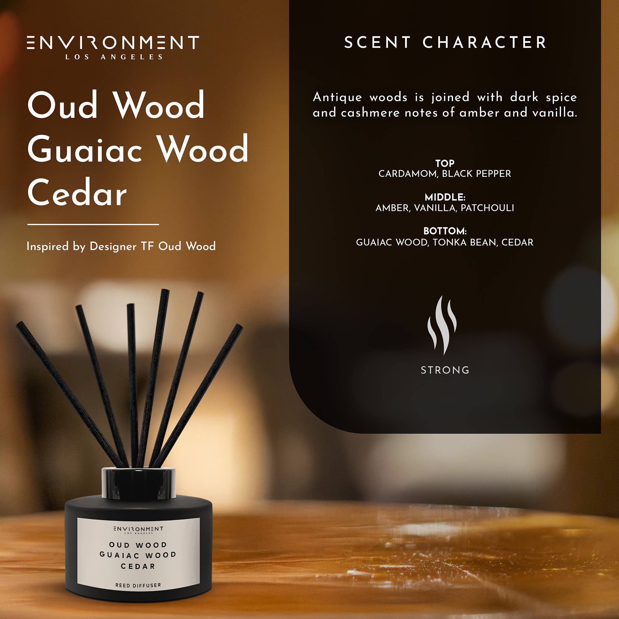 ENVIRONMENT - Wholesale Reed Diffuser - Inspired by Tom Ford® Diffuser Oud Wood | Guaiac Wood | Ceda4