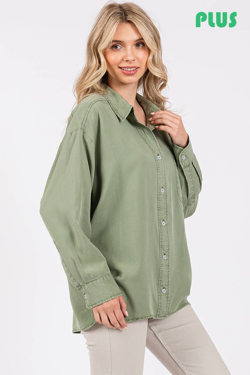 ZiA Apparel - Wholesale Button Down Shirt - Women's - V-NECK LAPEL COLLAR PLUS SIZE SHIRT 9