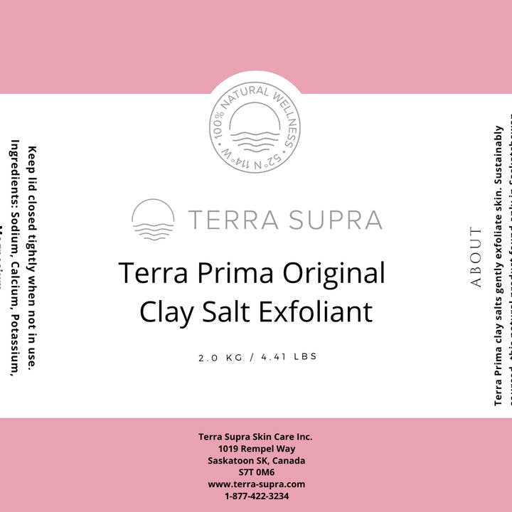 Terra Prima Original Clay Salt Exfoliant Bulk for wholesale by Terra Supra Skin Care Inc