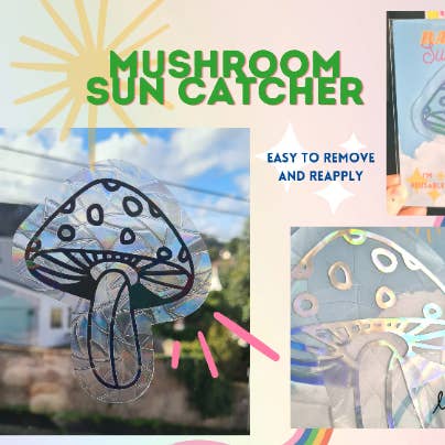 Spotted Mushroom Rainbow Suncatcher, Window Sticker, Decal for wholesale by Livvy Rose Studio