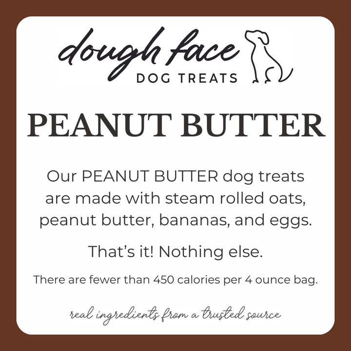 BULK 1lb Peanut Butter Dog Treats, Small Batch, Oven Baked for wholesale by Dough Face Dog Treats