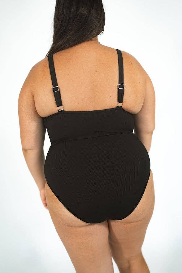 Women's Tie One Piece | Black Ribbed for wholesale on Faire2