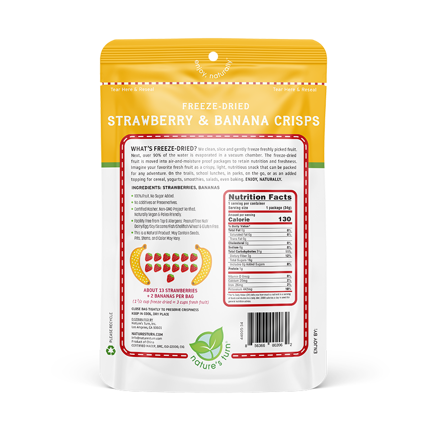 Nature's Turn - Wholesale Dried/Dehydrated Fruit - Freeze-Dried Strawberry & Banana Crisps2