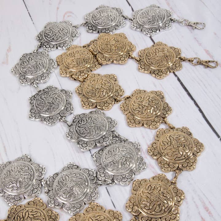 Ornate Weave Hexagon Chain Belt for wholesale by Collections by Fame Accessories