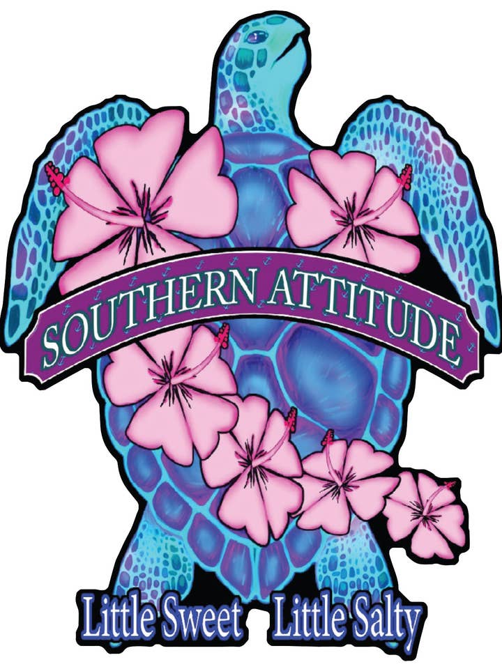 Adesivo CD-3 con fiori e tartarughe per la vendita all'ingrosso da parte di Southern Attitude