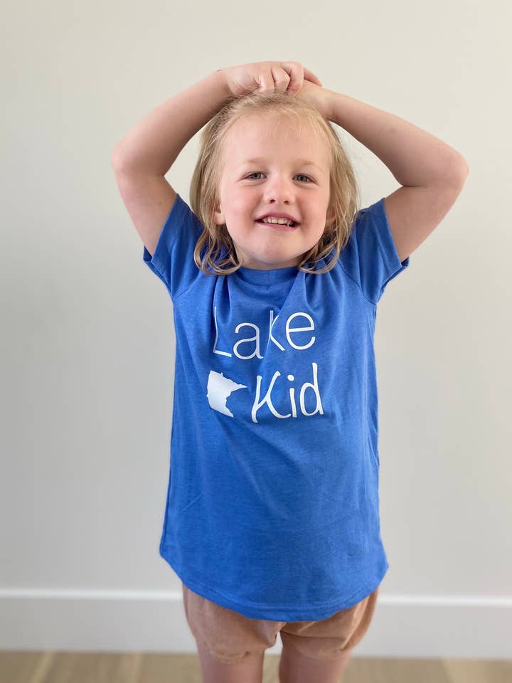 Minnesota Lake Kid Tee- Blue for wholesale by Lulie Collection