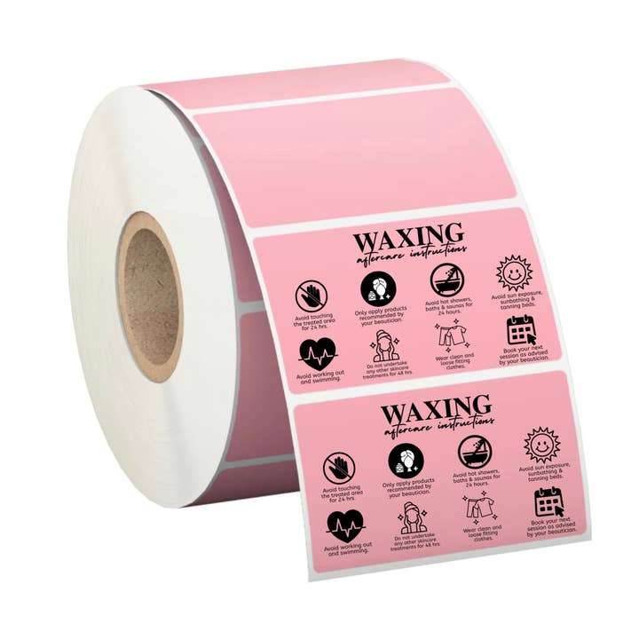 500 "Waxing aftercare instructions" label stickers for wholesale by Unknown Designs