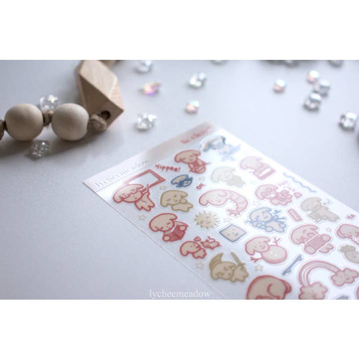 Lycheemeadow - Vente Autocollant - Il est là !!! Feuille d'autocollants transparente3