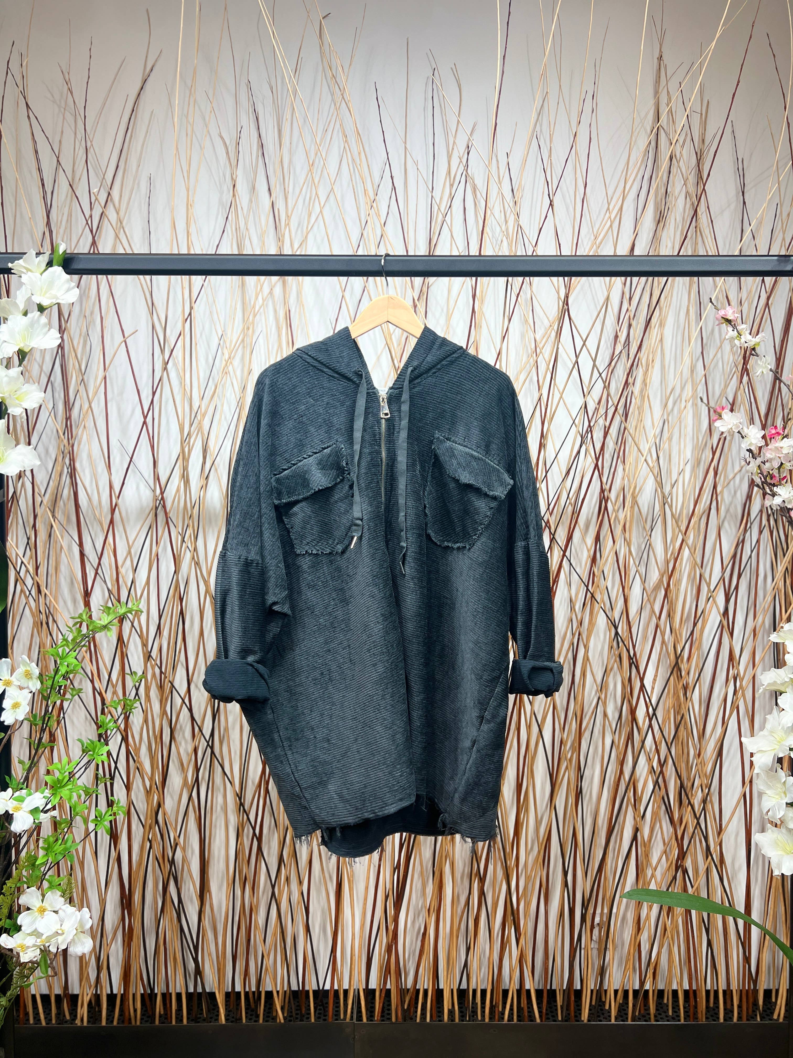 L'Emotion - Wholesale Hoodie - Women's - Velvet Pleated Velvet Worn Effect Wide Zip Hoodie6