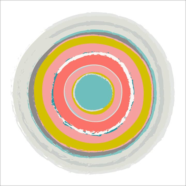 Yellow Pink Geometric Circles Fine Art Print for wholesale by Balanced Design