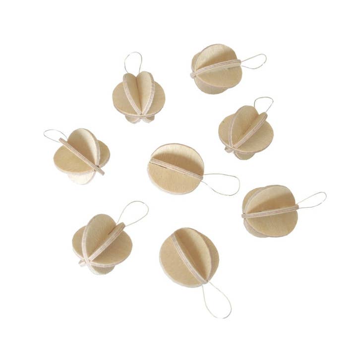 8 Mini Baubles, Natural (1.7cm) for wholesale by ikonink