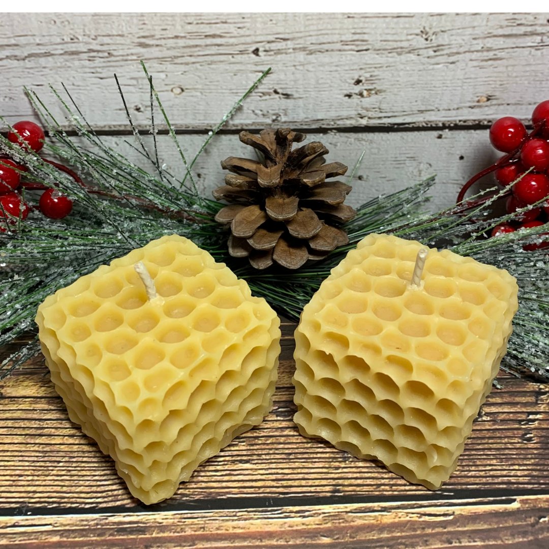 Tu-Bees Honey & Beeswax Candles - Wholesale Novelty Candle - Beeswax Votives - Honeycomb Shape3