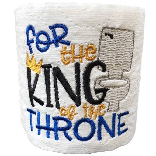 Designs by Robyn - Wholesale Gag Gift/Novelty Gift - King of the Throne | Funny Gag Gifts | Father's Day | Embroidered Toilet Paper