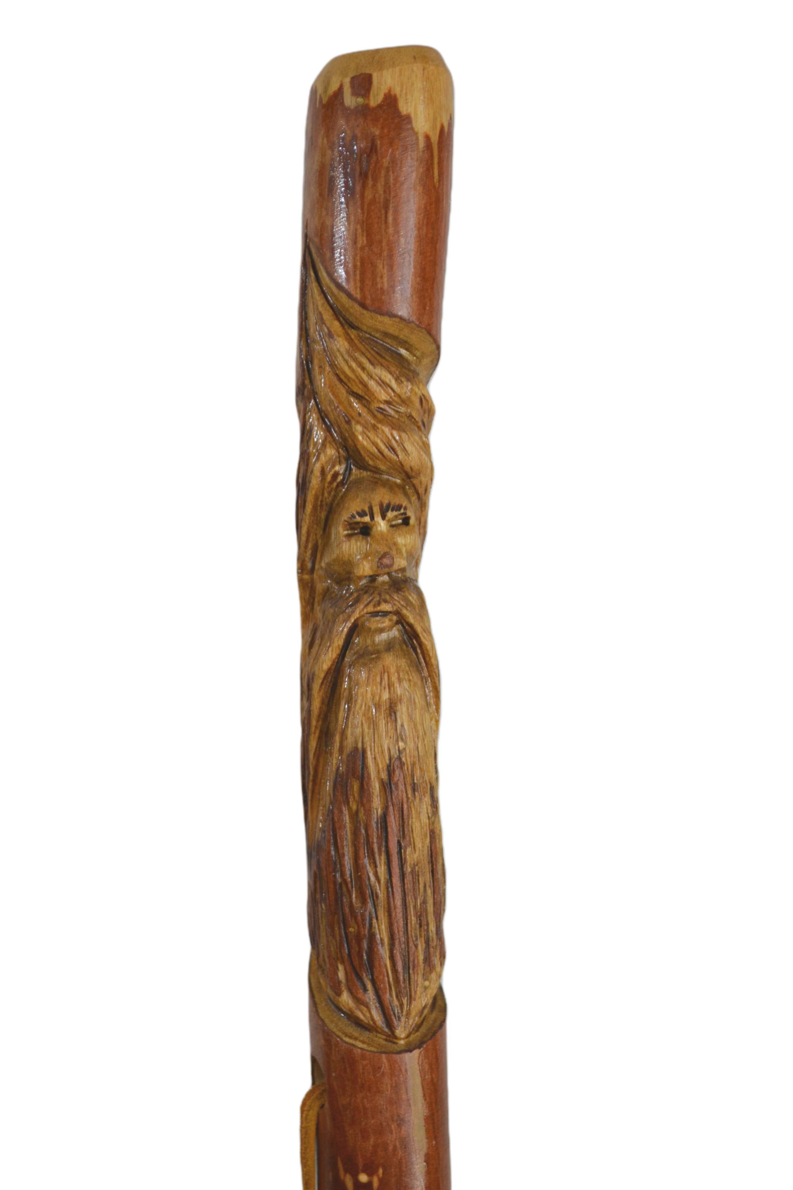 Creation Carvings LLC - Wholesale Fitness Equipment - Dark Wood Walking Stick + Hand Carved Wood Spirit + Made in the USA up to 60"8
