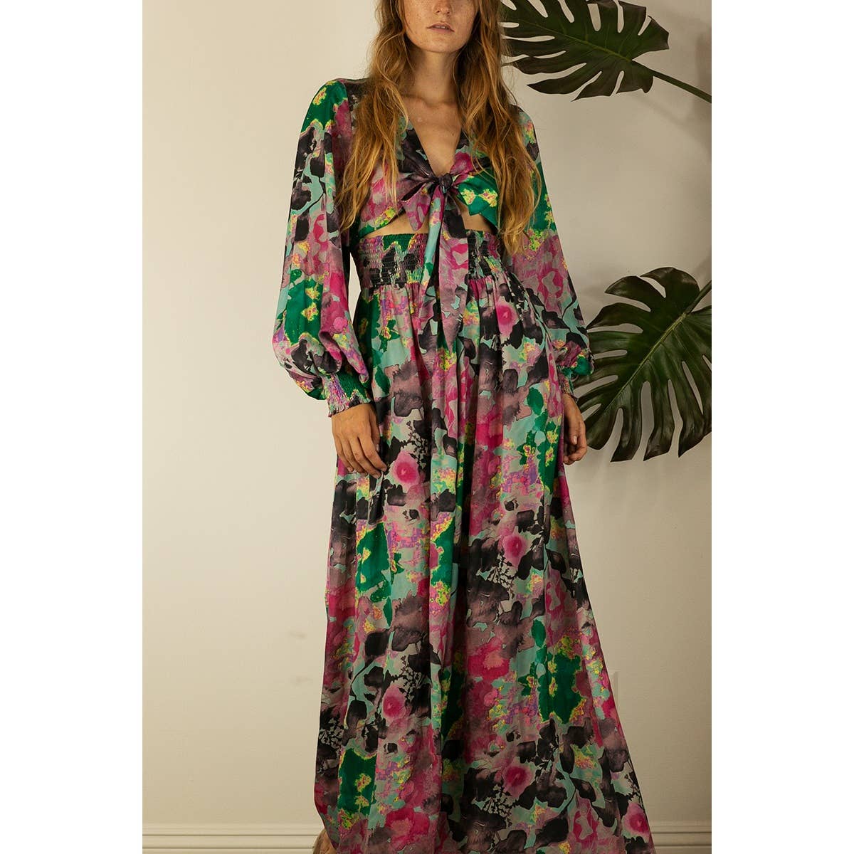 MULTI BLUME Weicher Jumpsuit mit floralem Frontband für den Großhandel auf Faire9
