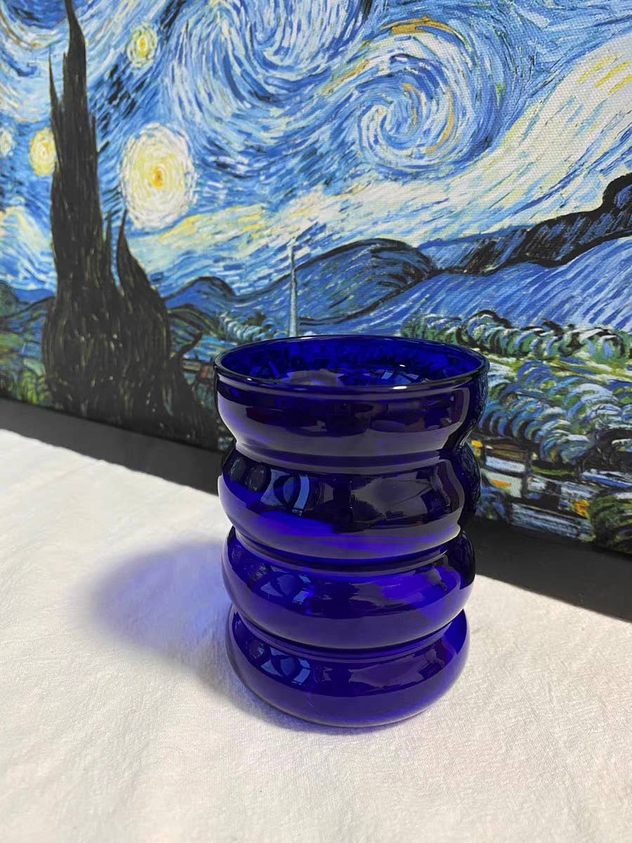 Our Dining Table - Wholesale Drinking Glass/Cup - Hand Blown Colored Ripple Puffy Glass6