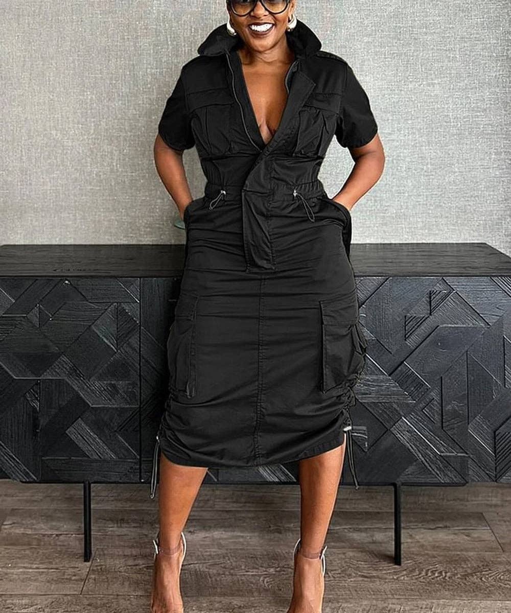 Aria Romance - Wholesale Dress - Women's - Utility Pocket Shirtdress0