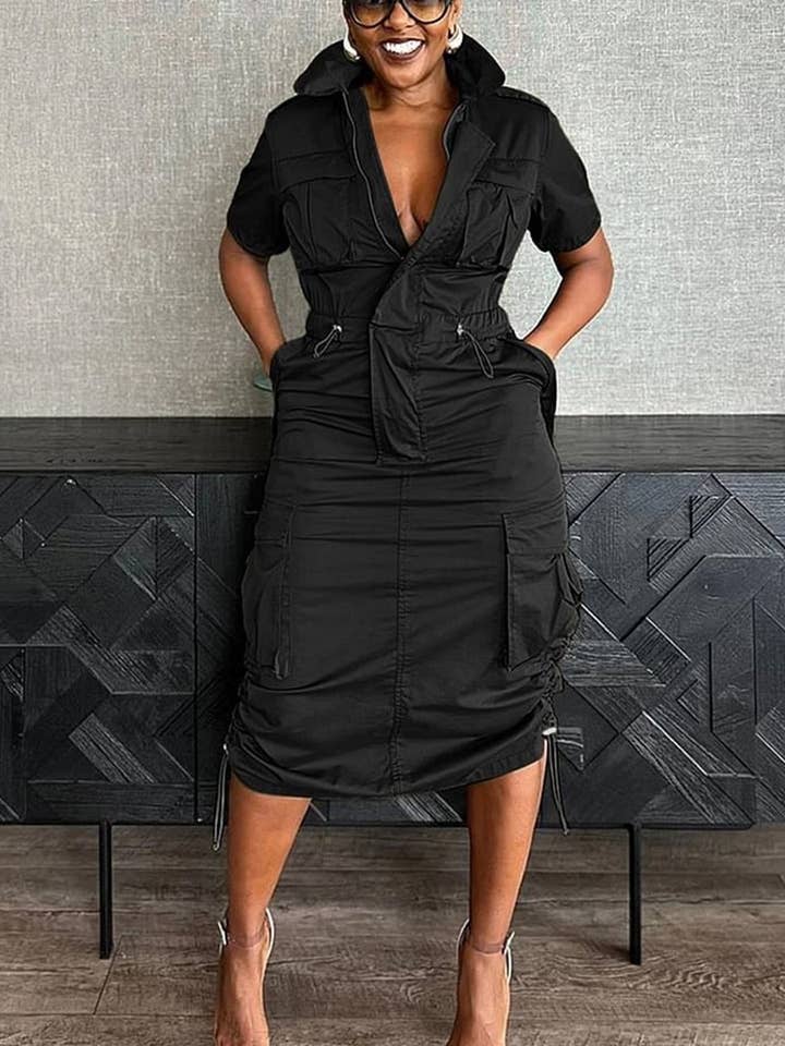 Aria Romance - Wholesale Dress - Women's - Utility Pocket Shirtdress