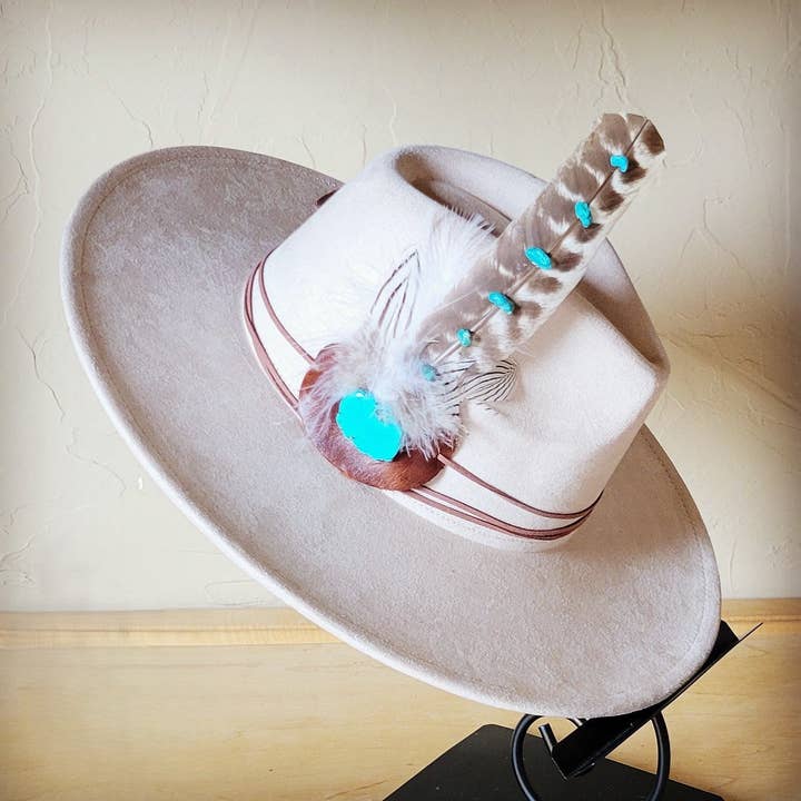 The Jewelry Junkie - Wholesale Fedora - Women's - Turquoise Accent Turkey Feather Hat Band + Choice of Hat 986j