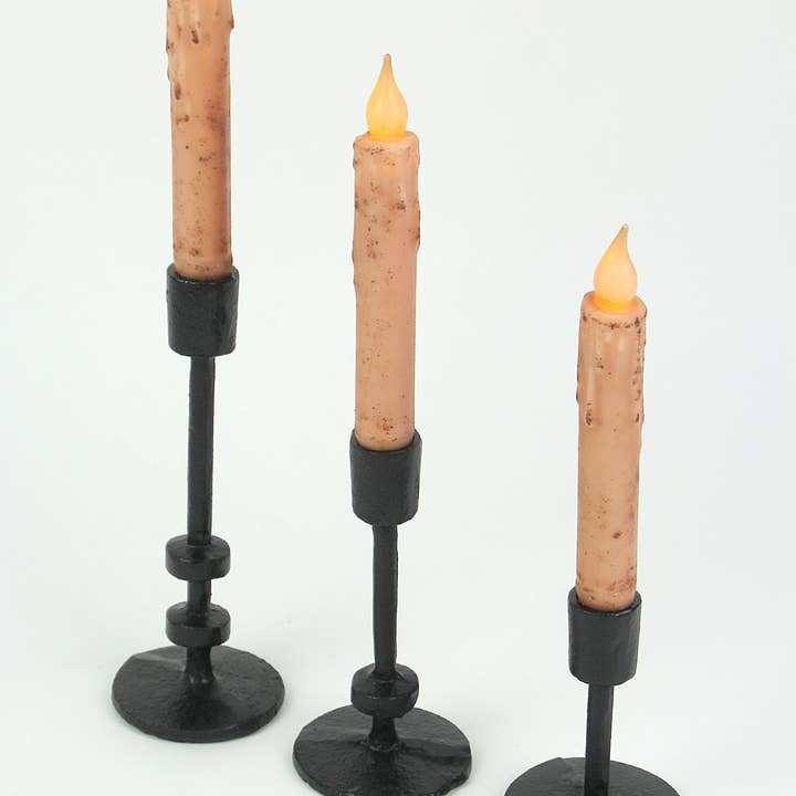Zeckos - Wholesale Candle Holder - Set of 3 Black Cast Iron Metal Taper Candle Holders