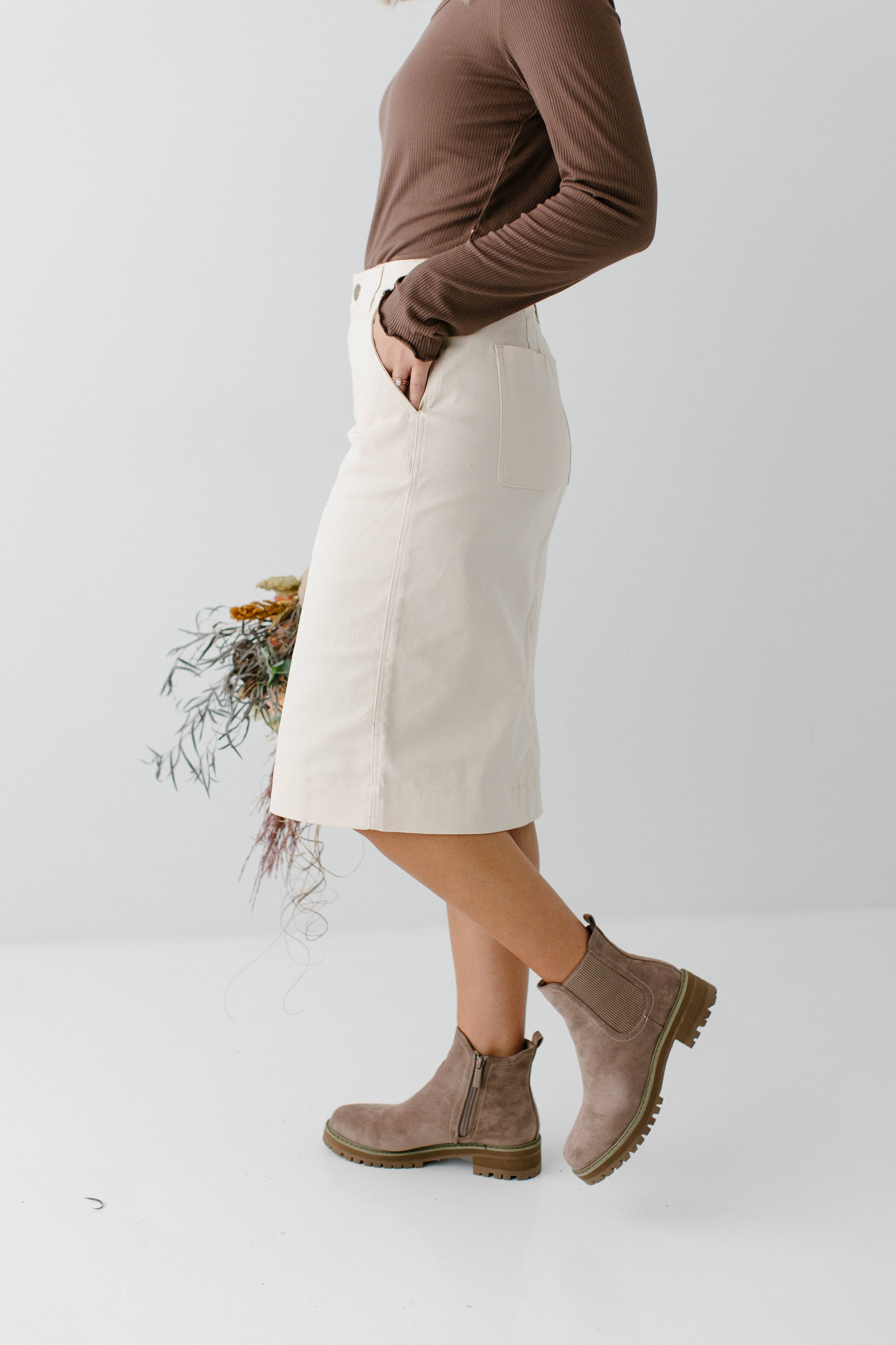 The Main Street Exchange - Wholesale Skirt - Women's - 'Adrian' Classic Denim Midi Skirt FINAL SALE4