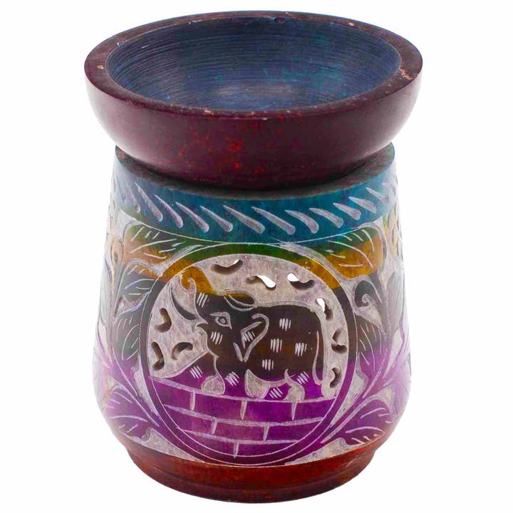 Large Soapstone Oil Burner 13x10cm - Elephant - Five Colours for wholesale by AWGifts Europe